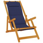 Chaises de plage pliantes vidaXL 2 Pièces en bois d'acacia bleu et Textilène