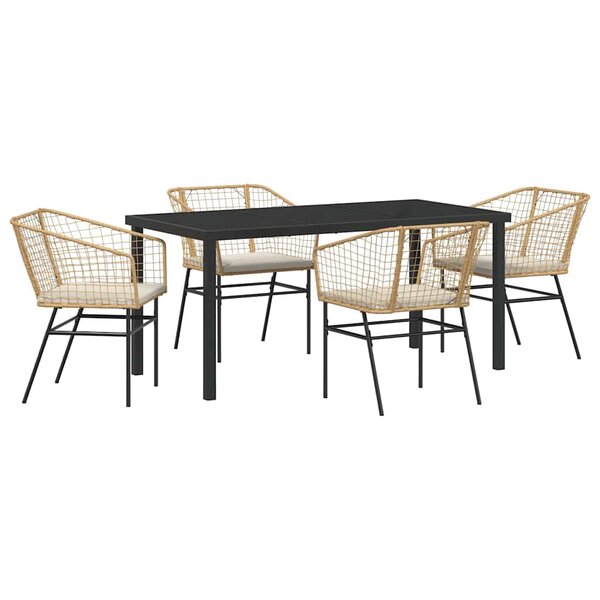 vidaXL Ensemble de salle à manger pour jardin 5 Pièces Marron polyrotin