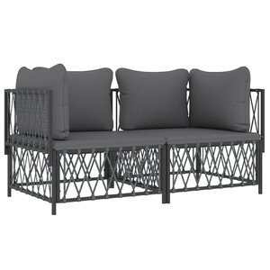 Salon de jardin meuble d'extérieur ensemble de mobilier avec coussins 2 pièces anthracite acier 02_0018288