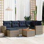 vidaXL Salon de jardin 7 Pièces avec coussins gris résine tressée