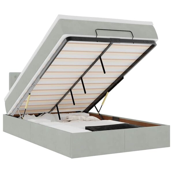 vidaXL Lit ottoman avec matelas et LED gris clair 120x190cm velours