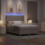 vidaXL Lit à ressorts avec matelas Taupe 140 x 200 cm tissu