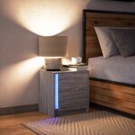 vidaXL Armoire de chevet et lumières LED sonoma gris bois d'ingénierie