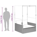 vidaXL Chaise longue double avec toit et rideaux marron résine tressée