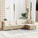 vidaXL Salon de jardin avec coussins 5 Pièces beige résine tressée