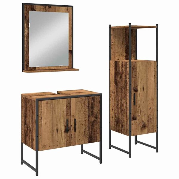 vidaXL Ensemble de mobilier de salle de bain avec porte 3 Pièces Marron