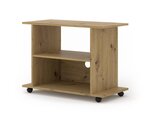 Meuble TV Yogi 80 cm sur roulettes 2 niches - chêne artisan