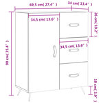 vidaXL Buffet Blanc brillant 69 5x34x90 cm Bois d'ingénierie