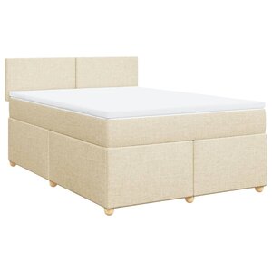 vidaXL Sommier à lattes de lit avec matelas Crème 140x190 cm Tissu