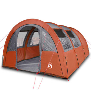 vidaXL Tente de camping tunnel 4 personnes gris et orange imperméable