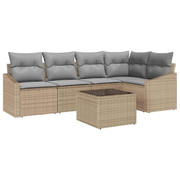 vidaXL Ensemble de salle à manger pour jardin 6 Pièces Beige  Gris clair