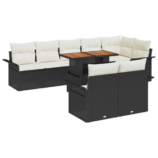 vidaXL Ensemble de canapé de jardin 9 Pièces Noir Poly rotin