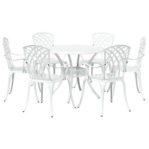 vidaXL Ensemble de salle à manger pour jardin 7 Pièces Blanc Aluminium