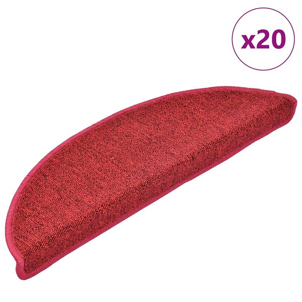 vidaXL Tapis d'escalier 20 pièces 56 x 17 x 3 cm Rouge Demi-rond