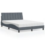 vidaXL Lit avec matelas gris foncé 140x200 cm velours