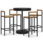 vidaXL Ensemble de bar jardin 5 Pièces noir poly rotin/bois massif acacia