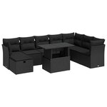 vidaXL Salon de jardin 9 Pièces avec coussins noir résine tressée