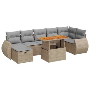 vidaXL Salon de jardin avec coussins 5 Pièces beige résine tressée acacia