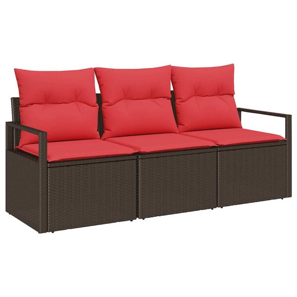 vidaXL Ensemble de Canapés 3 Pièces Marron polyrotin