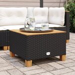 vidaXL Table de jardin noir 55x55x36 cm résine tressée et bois acacia