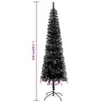 Vidaxl arbre de noël mince avec led noir 150 cm