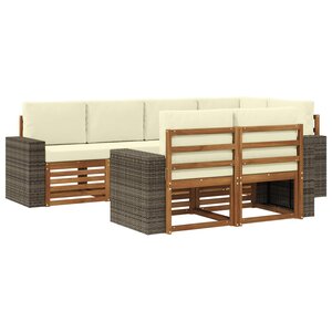 vidaXL Ensemble de canapés d'extérieur 7 pc Naturel et Crème Polyester
