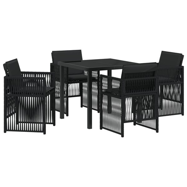 vidaXL Ensemble de jardin 5 pièces avec coussins noirs en poly rattan
