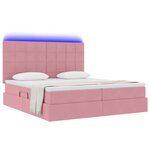 vidaXL Lit de rangement LED avec matelas Rose 200 x 200 cm Velours