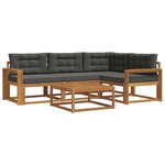 vidaXL Ensemble de canapés d'extérieur 5 Pièces Naturel et Anthracite