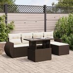 vidaXL Salon de jardin avec coussins 6 Pièces marron résine tressée