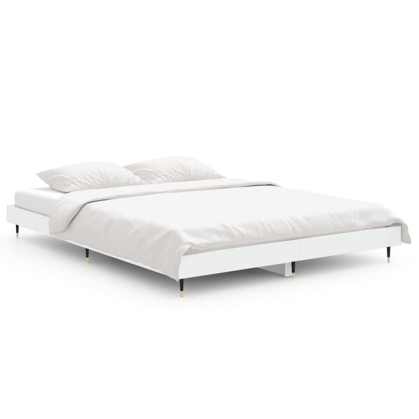 vidaXL Cadre de lit sans matelas blanc 135x190 cm bois d'ingénierie