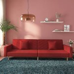 vidaXL Canapé-lit à 2 places avec deux oreillers rouge bordeaux tissu