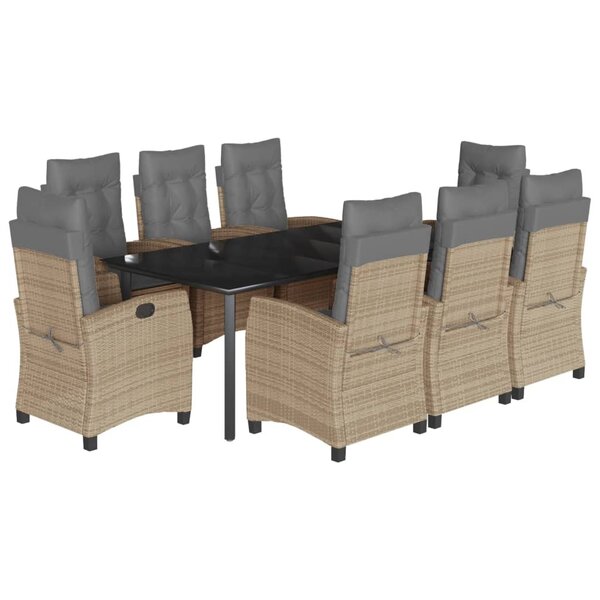 vidaXL Ensemble à manger de jardin et coussins 9 Pièces mélange beige