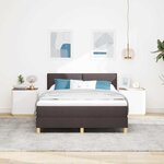 vidaXL Lit à ressorts avec matelas Marron foncé 140 x 190 cm tissu
