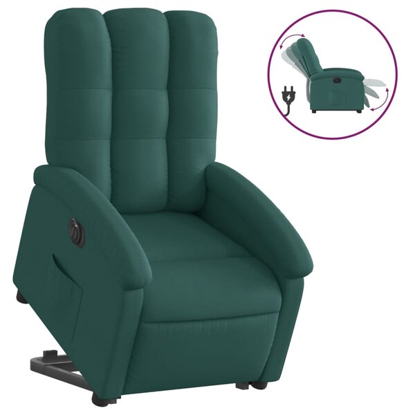 vidaXL Fauteuil inclinable électrique vert foncé tissu