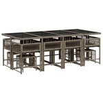 vidaXL Ensemble à manger de jardin coussins 13 Pièces gris résine tressée