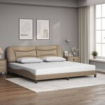 vidaXL Cadre de lit avec lumières LED cappuccino 200x200 cm similicuir
