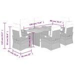vidaXL Ensemble à manger de jardin et coussins 7 Pièces gris rotin