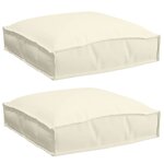 vidaXL Coussin pour assise de palette 2 Pièces Crème 40 x 40 x 8 cm