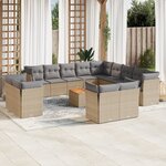 vidaXL Salon de jardin avec coussins 14 Pièces beige résine tressée