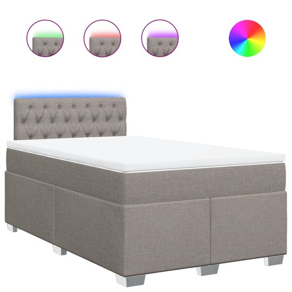 vidaXL Sommier à lattes de lit avec matelas Taupe 120x200 cm Tissu