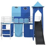 vidaXL Lit mezzanine pour enfants Blanc et Bleu 90 x 200 cm Métал