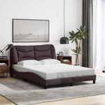 vidaXL Cadre de lit sans matelas Hvar marron foncé 140x200 cm tissu