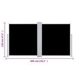 vidaXL Auvent latéral rétractable Noir 117x600 cm