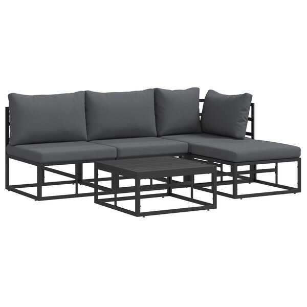 vidaXL Ensemble de canapé de jardin 5 Pièces Noir 70 x 70 x 32 cm