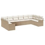 vidaXL Ensemble de canapé de jardin 10 Pièces Beige Poly rotin
