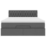 vidaXL Lit ottoman avec matelas et LED gris foncé 140x190 cm tissu