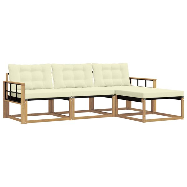 vidaXL Ensemble de canapés d'extérieur 4 pc Blanc et crème