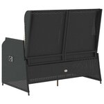 vidaXL Banc inclinable de jardin avec coussins noir résine tressée