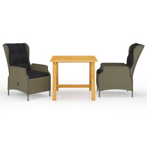 vidaXL Ensemble à manger de jardin 3 Pièces Marron